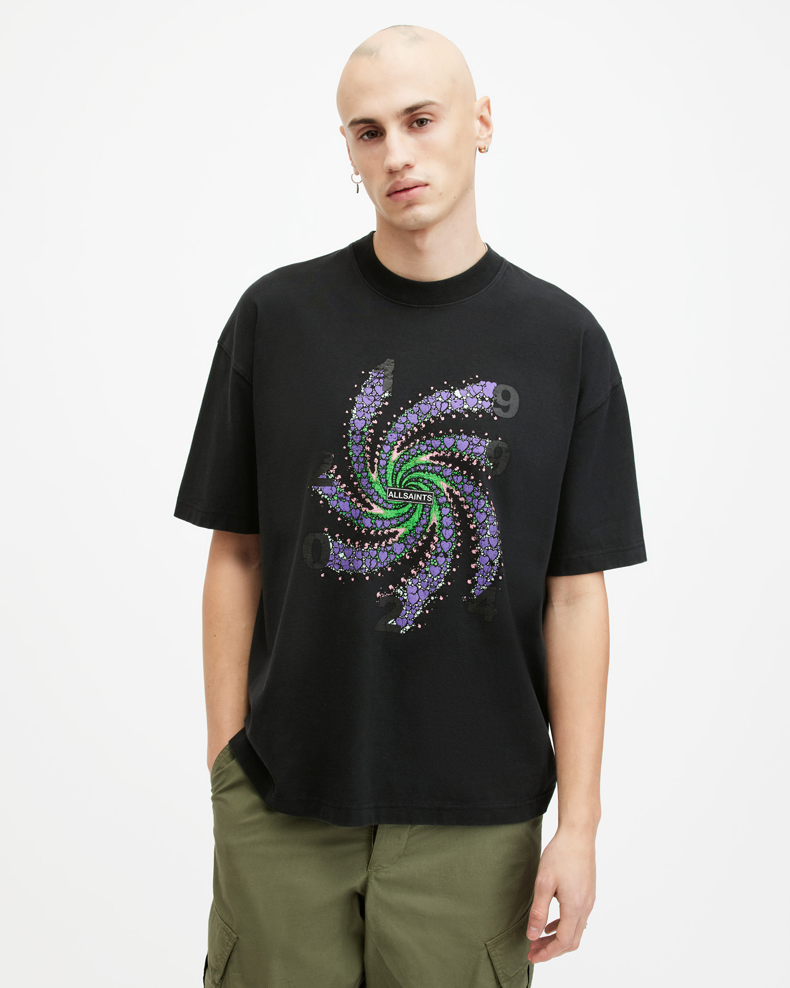 Fraktyl Oversized Graphic Print T-Shirt Washed Black | ALLSAINTS US