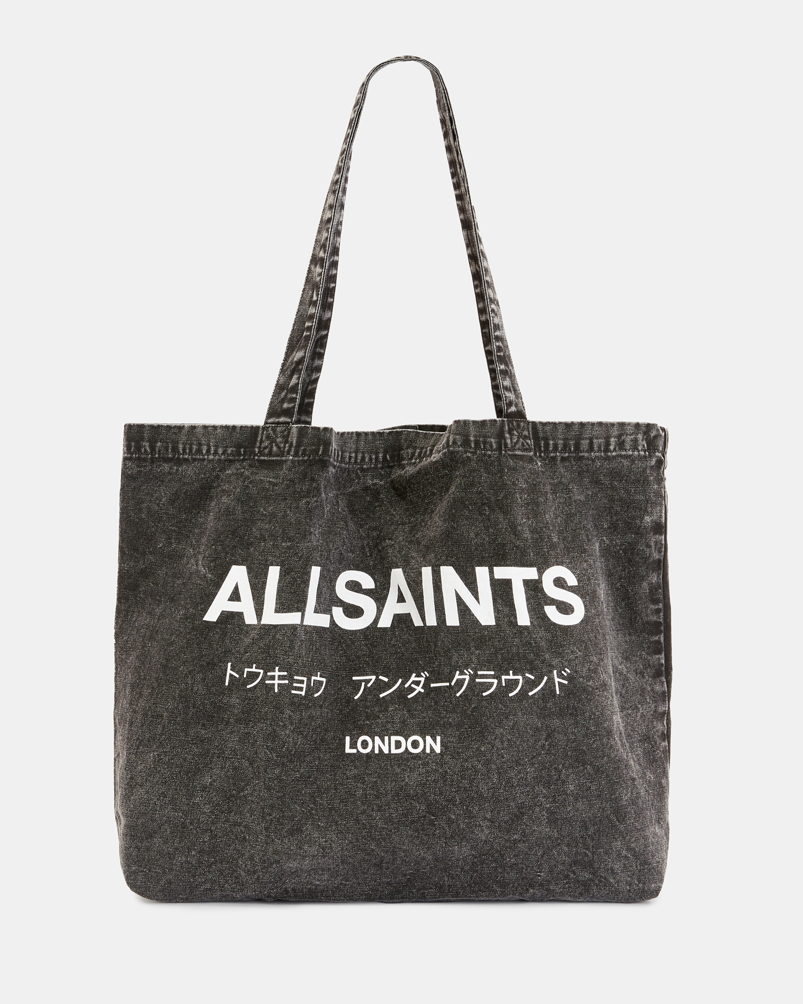 Underground Acid Wash Tote Bag BLACK/CHALK | ALLSAINTS US