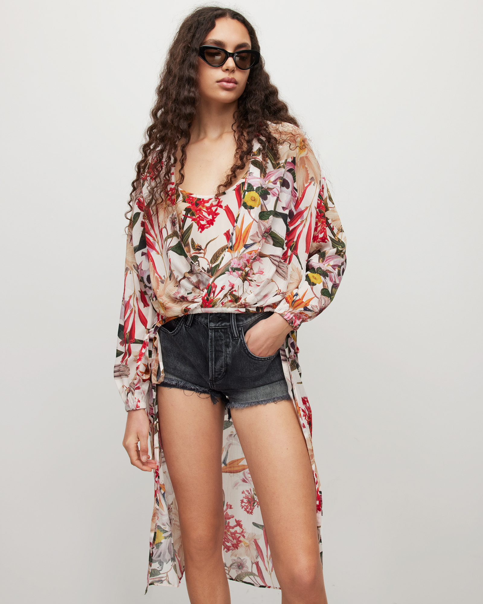 Avala Leondra Floral Top PEARL WHITE MULTI | ALLSAINTS US