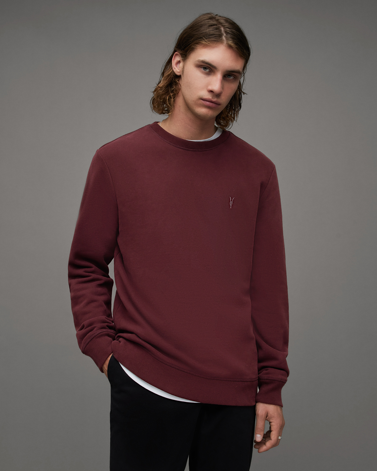 Raven Crew Neck Ramskull Sweatshirt MARS RED | ALLSAINTS US