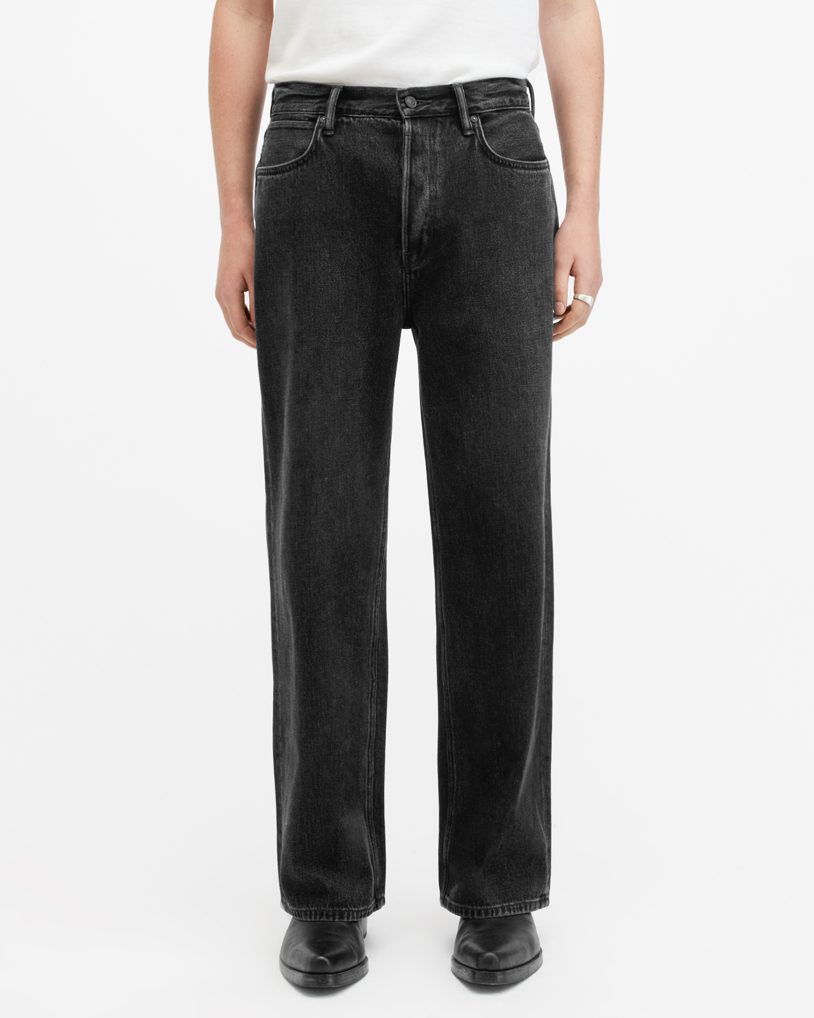 Lenny Loose Fit Wide Leg Denim Jeans Washed Black | ALLSAINTS US