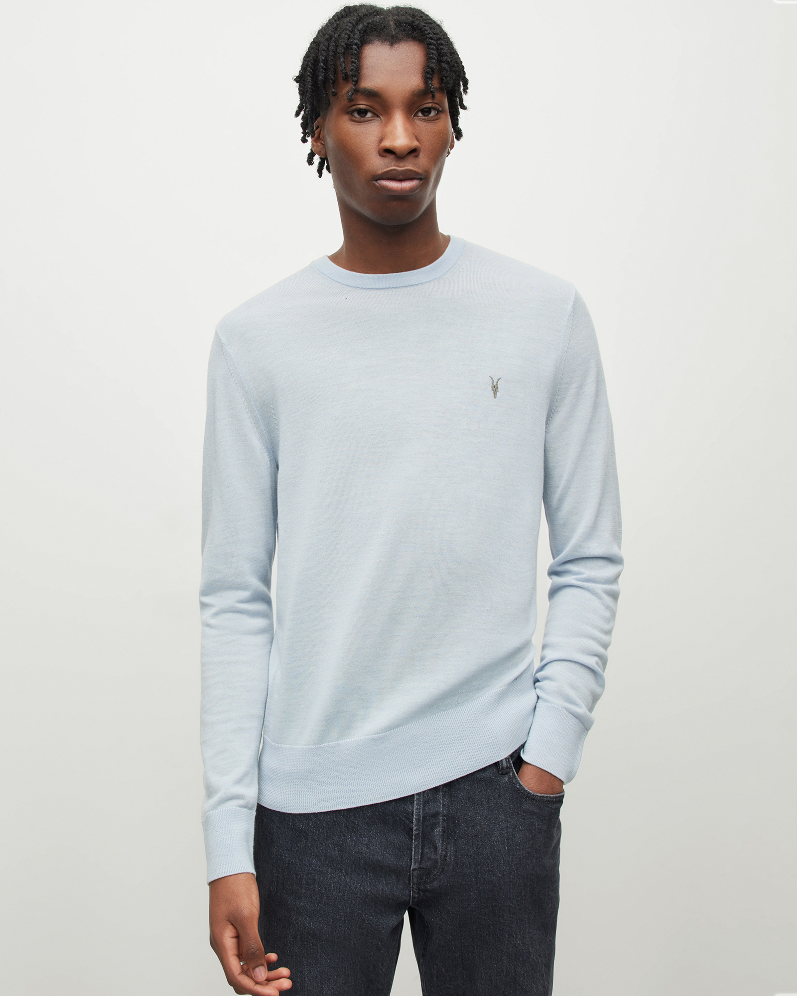 Mode Merino Crew Neck Ramskull Sweater SEAFRONT BLUE MARL